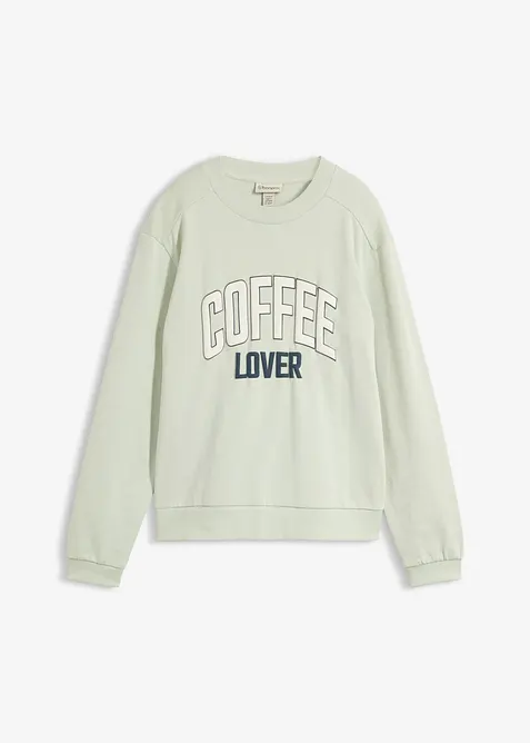 Sweatshirt i ekologisk bomull med puffigt tryck, bonprix