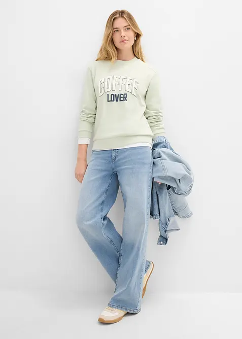 Sweatshirt i ekologisk bomull med puffigt tryck, bonprix