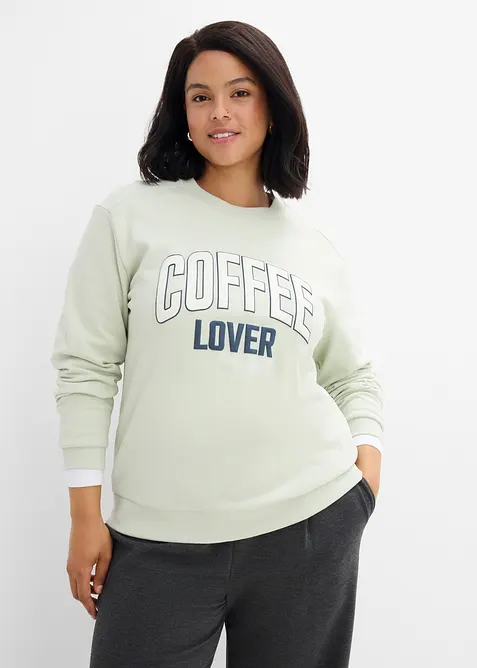 Sweatshirt i ekologisk bomull med puffigt tryck, bonprix