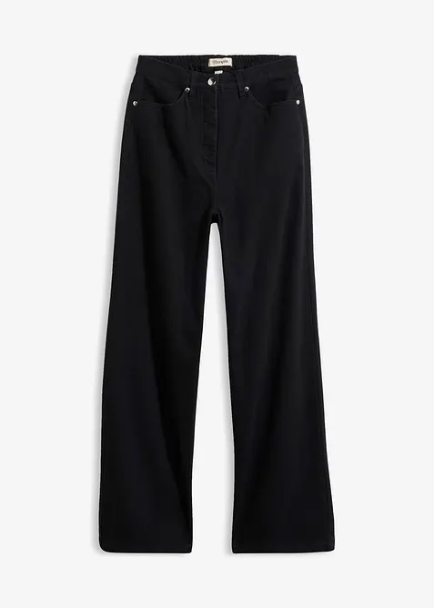 Twillbyxa med vida ben och h&ouml;g midja, bonprix