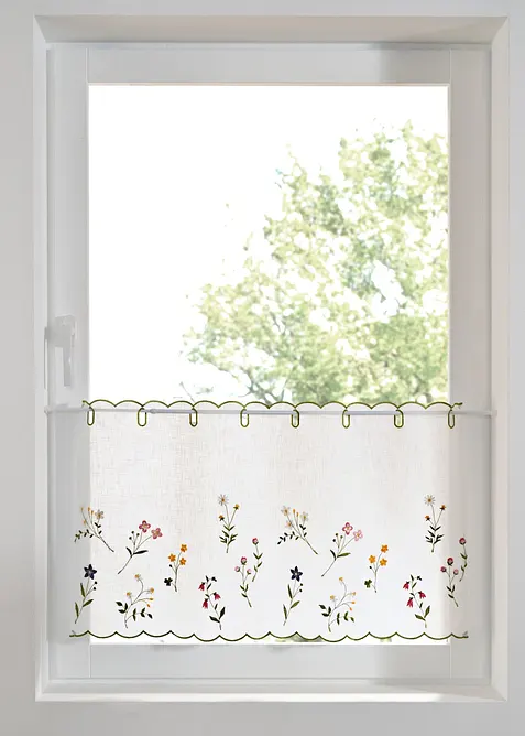 Caf&eacute;gardin med blombroderi, bonprix
