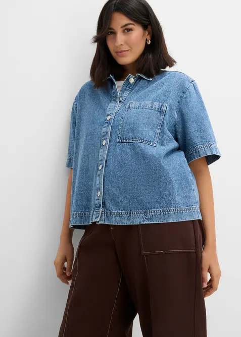 Jeansblus i bomull, bonprix
