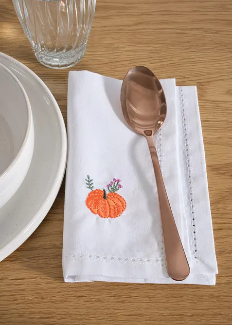 Tygservetter av ekologisk bomull med broderi (4-pack), bonprix