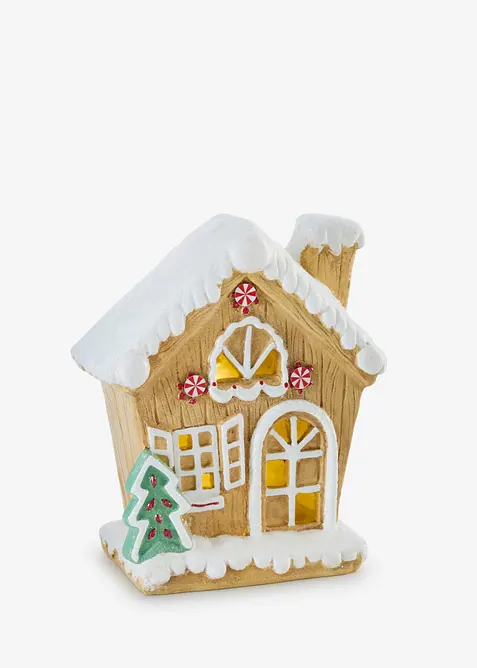 Prydnadsf&ouml;rem&aring;l, pepparkakshus med LED-belysning, bonprix