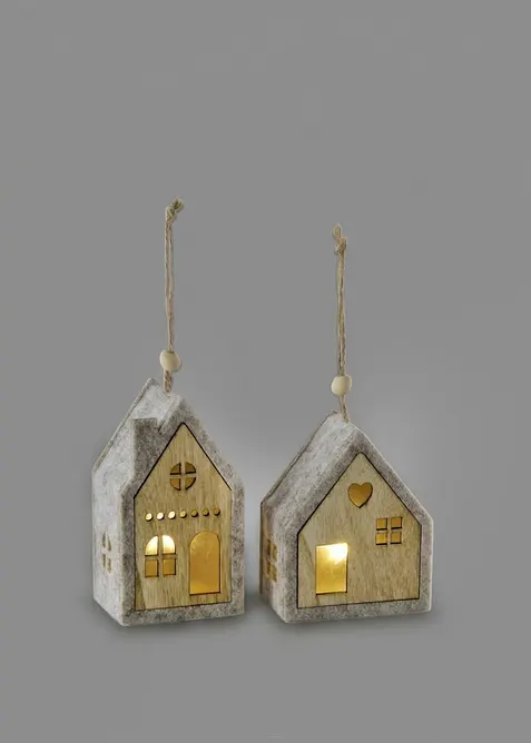 Prydnadshus med LED-belysning (2-pack), bonprix