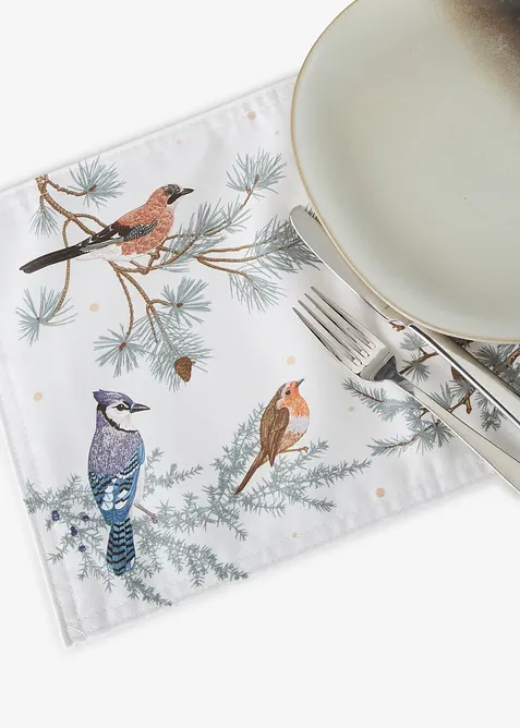 Bordstablett med vinterf&aring;glar (2-pack), bonprix