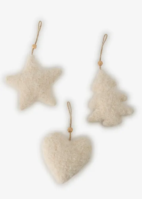 H&auml;ngdekoration med plysch&ouml;verdrag (3-pack), bonprix