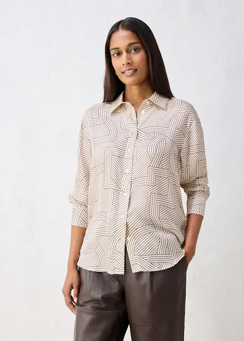 Skjortblus av mjukt material med silke, bonprix