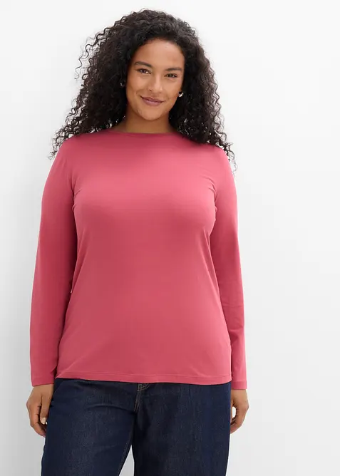 L&aring;ng&auml;rmad topp i Slim Fit av ekologisk bomull (2-pack), bonprix