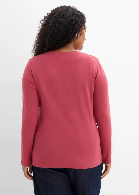 L&aring;ng&auml;rmad topp i Slim Fit av ekologisk bomull (2-pack), bonprix