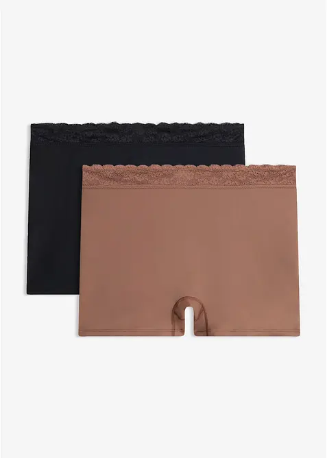 Hipstertrosa med l&auml;tt formande effekt och spets (2-pack), bonprix