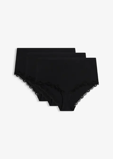 Hipstertrosa med h&ouml;g midja, utan s&ouml;mmar (3-pack), bonprix