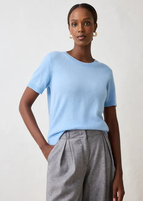 Kort&auml;rmad tr&ouml;ja i kashmir med Good Cashmere Standard&reg;, bonprix
