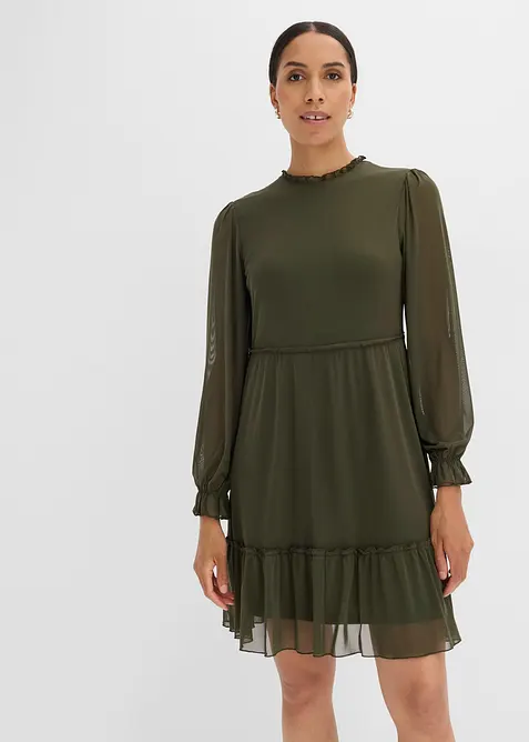 Jerseykl&auml;nning av tunn mesh, bonprix