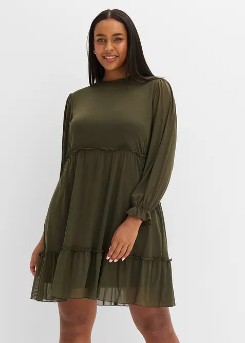Jerseykl&auml;nning av tunn mesh, bonprix