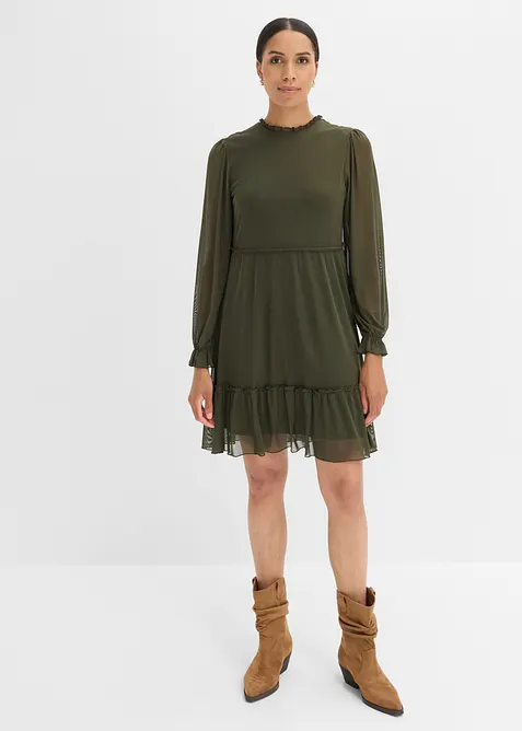 Jerseykl&auml;nning av tunn mesh, bonprix