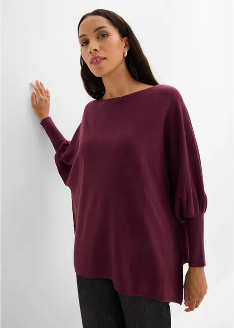 Stickad cape med flikig nederkant, bonprix