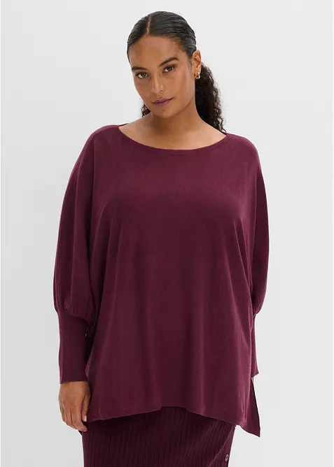 Stickad cape med flikig nederkant, bonprix