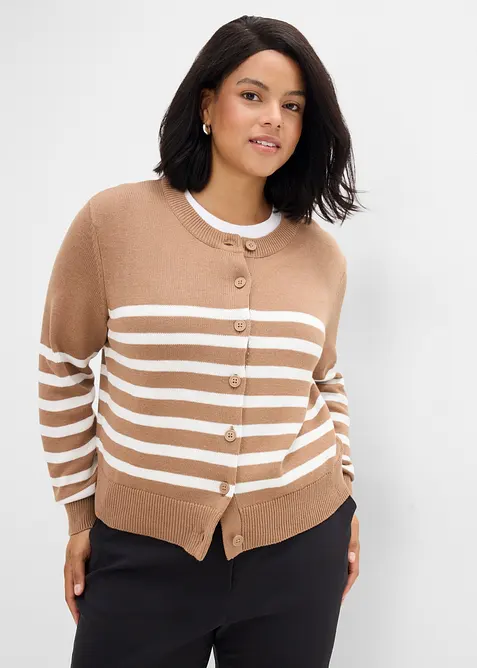 Kort cardigan i bomullsmix, bonprix
