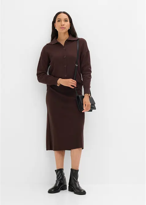 Stickad cardigan i ledig modell, av viskosmix, bonprix