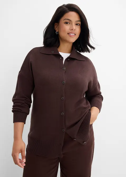 Stickad cardigan i ledig modell, av viskosmix, bonprix