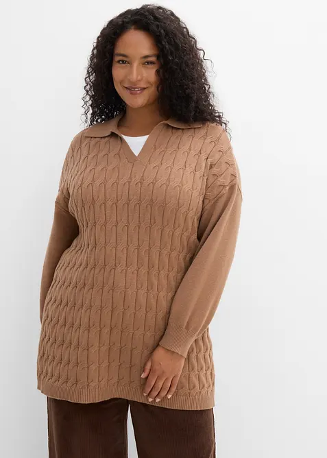 Oversizetr&ouml;ja med fl&auml;tstickning, bonprix