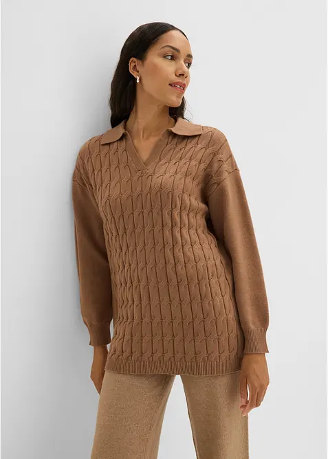Oversizetr&ouml;ja med fl&auml;tstickning, bonprix