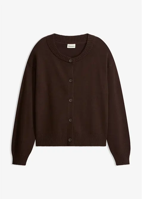 Stickad cardigan i kort modell, av bomullsmix, bonprix