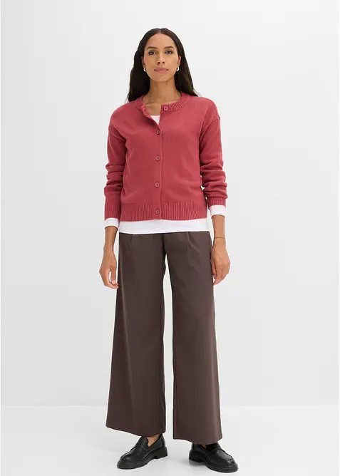 Stickad cardigan i kort modell, av bomullsmix, bonprix