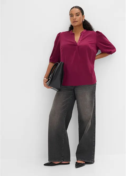 Blustunika av satin med mjukt fall, bonprix