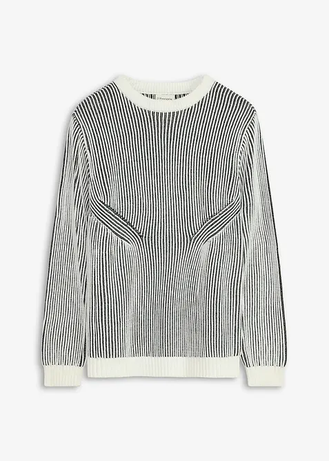 Ribbad tr&ouml;ja av bomullsmix, Loose Fit, bonprix
