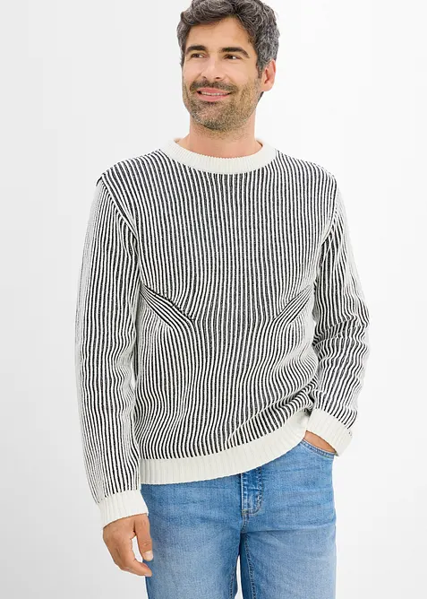 Ribbad tr&ouml;ja av bomullsmix, Loose Fit, bonprix