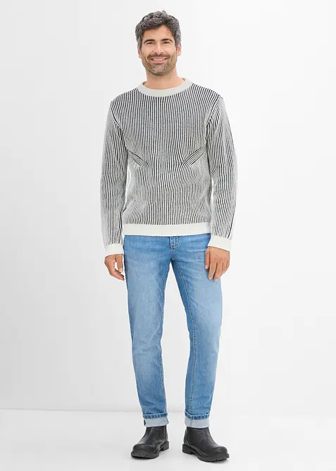 Ribbad tr&ouml;ja av bomullsmix, Loose Fit, bonprix
