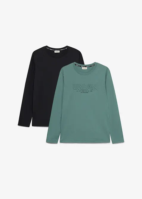 L&aring;ng&auml;rmad T-shirt i ekologisk bomull (2-pack), bonprix