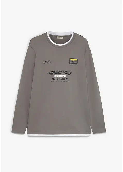 L&aring;ng&auml;rmad T-shirt i ekologisk bomull med 2-i-1-look, bonprix