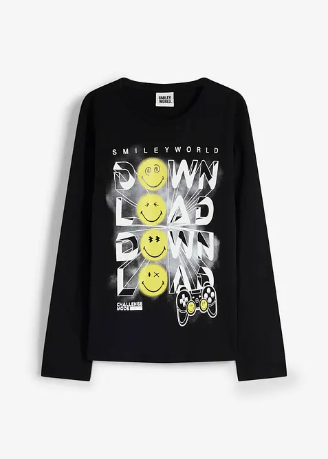 L&aring;ng&auml;rmad T-shirt i bomull med SmileyWorld-motiv, SmileyWorld