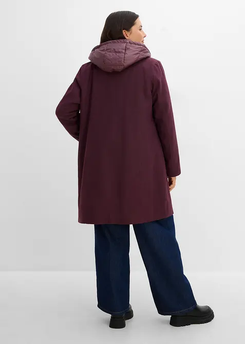 Kort vinterkappa med 2-i-1-look och yllek&auml;nsla, bonprix