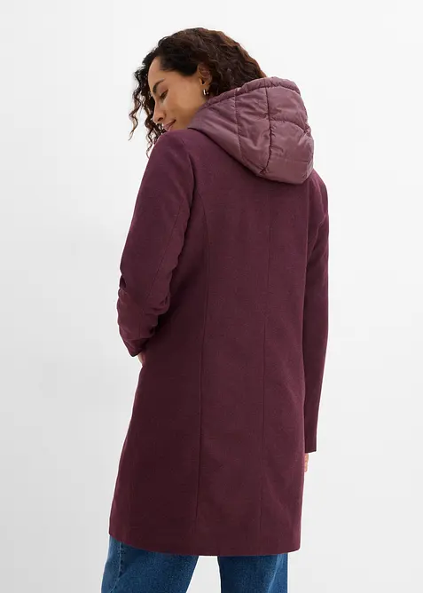 Kort vinterkappa med 2-i-1-look och yllek&auml;nsla, bonprix