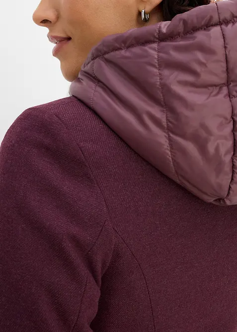 Kort vinterkappa med 2-i-1-look och yllek&auml;nsla, bonprix