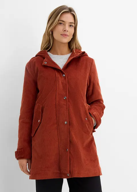 Varm A-linjeformad manchesterparkas med teddyp&auml;ls i huvan, bonprix