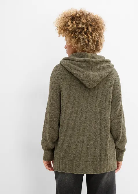 Sweatshirt med huva, av teddyfleece, bonprix
