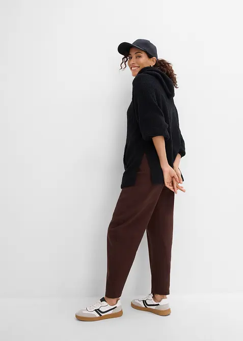 Sweatshirt med huva, av teddyfleece, bonprix