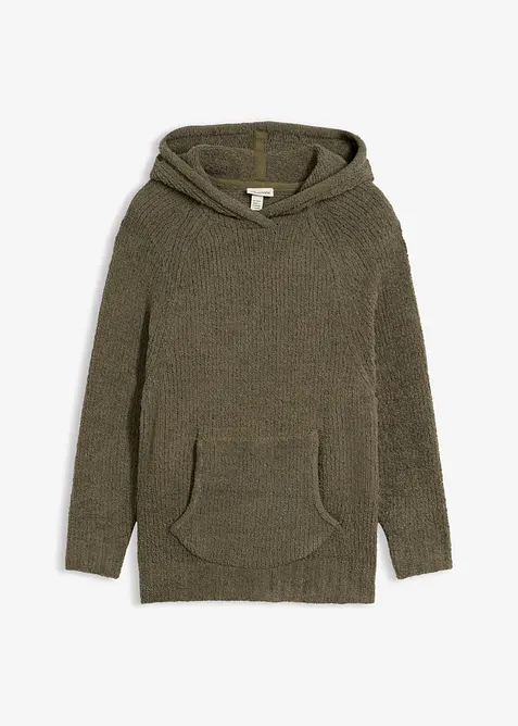 Sweatshirt med huva, av teddyfleece, bonprix