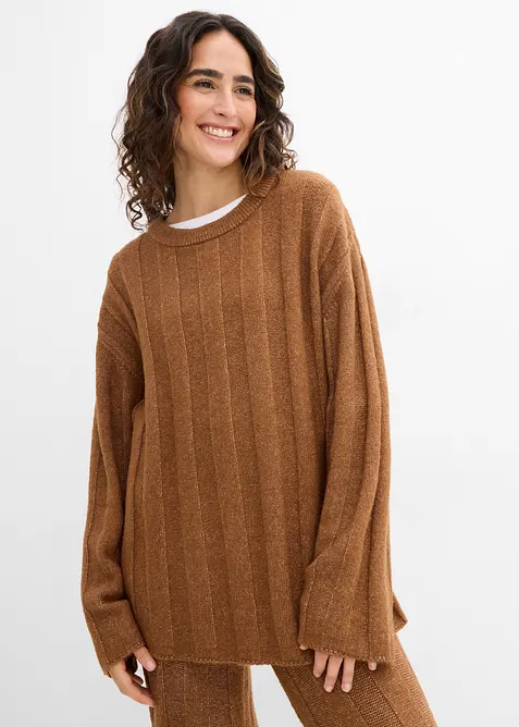 Ribbstickad oversizetr&ouml;ja, bonprix
