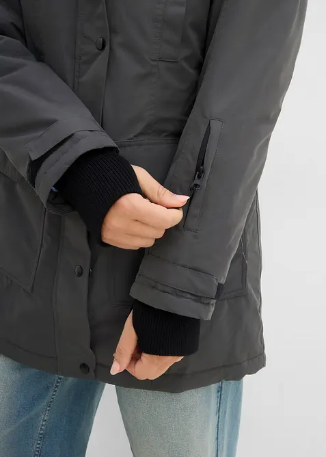 L&aring;ng vattent&auml;t funktionsjacka med huva, bonprix