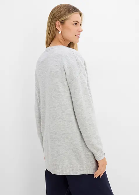 Oversizetr&ouml;ja med fl&auml;tstickning, bonprix