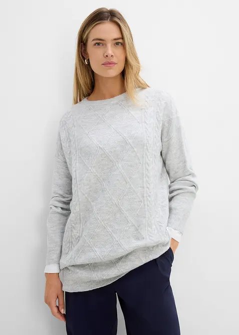 Oversizetr&ouml;ja med fl&auml;tstickning, bonprix