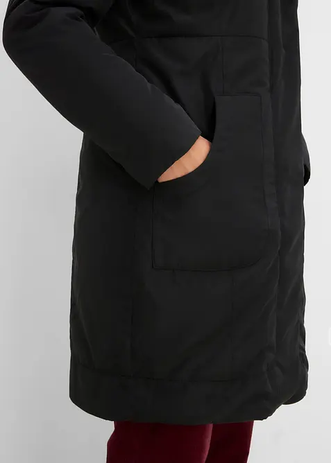 Vadderad kort kappa med huva, bonprix
