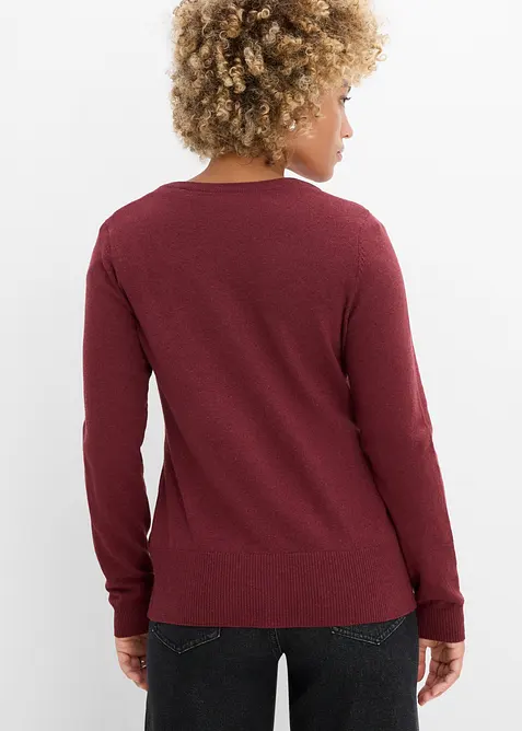 Finstickad cardigan  i basmodell med &aring;tervunnen bomull, bonprix