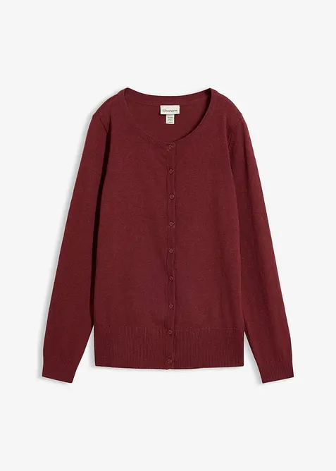 Finstickad cardigan  i basmodell med &aring;tervunnen bomull, bonprix